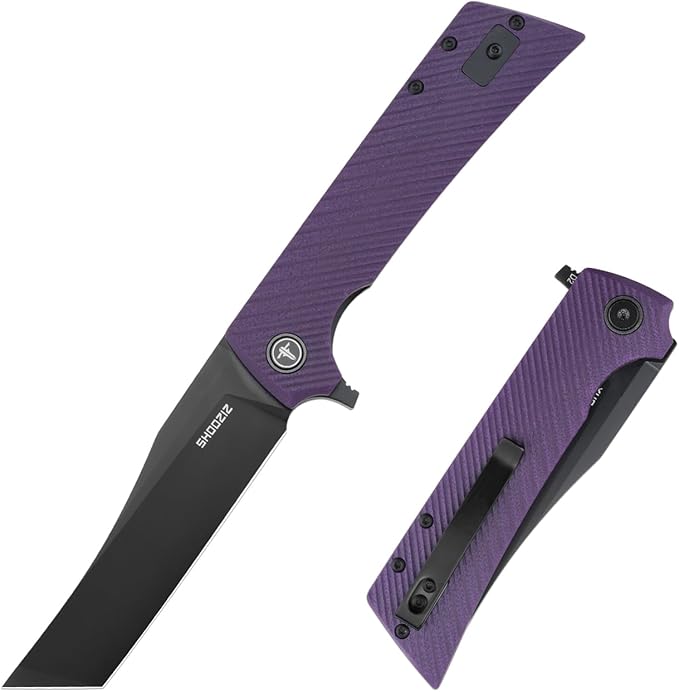 XUN112-PGB Pocketknife with Clip3.55 D2 Steel PVD Tanto Blade EDC Foldingknife For Men/WomenG10 with Flipper Open to Everyday Carry Outdoor Camping Hiking Daily Work