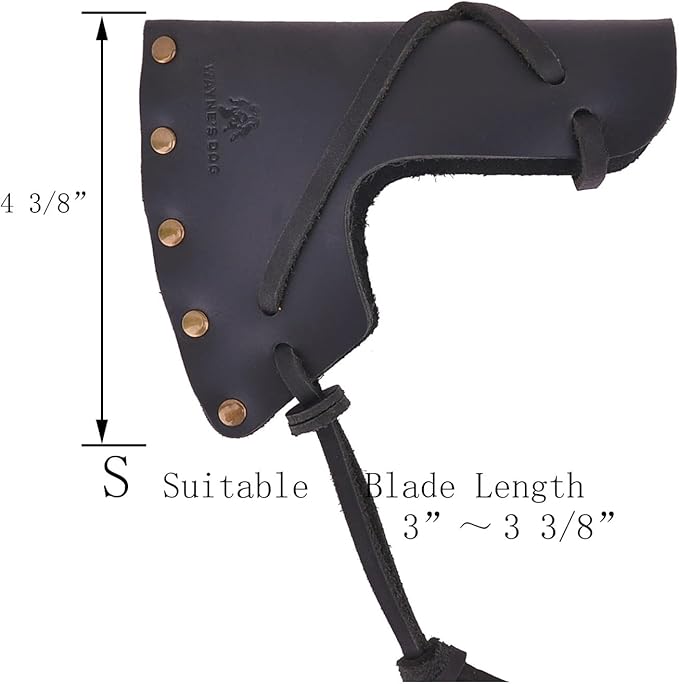Hatchet Sheath Leather Camping Holder Hatchet Blade Protection Cover Sheath Sleeve(Black (S))