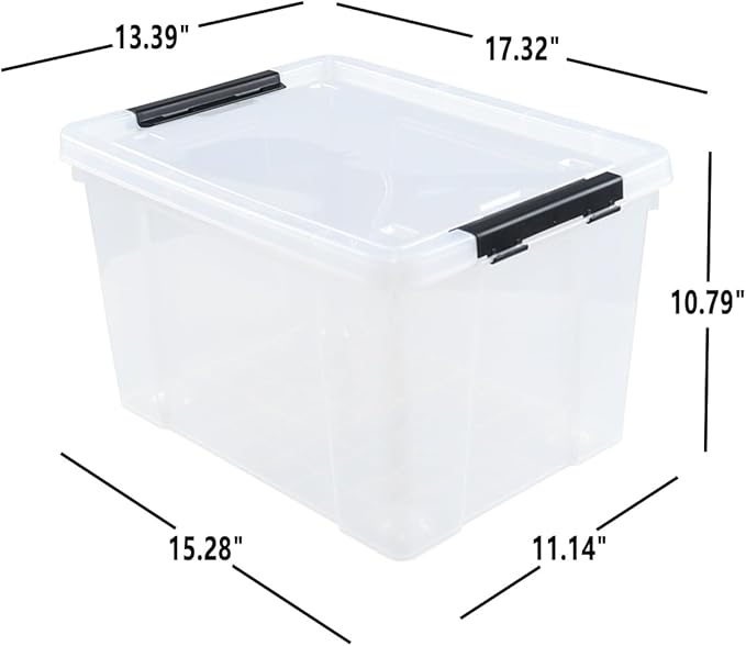 4-Pack 32 L Wheeled Clear Plastic Storage Latch Box Large Clear Storage Bin with Lid