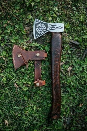 WARIVO Knives Custom Handmade Carbon Steel Viking Axe Bearded Camping Axe for Birthday Gifts