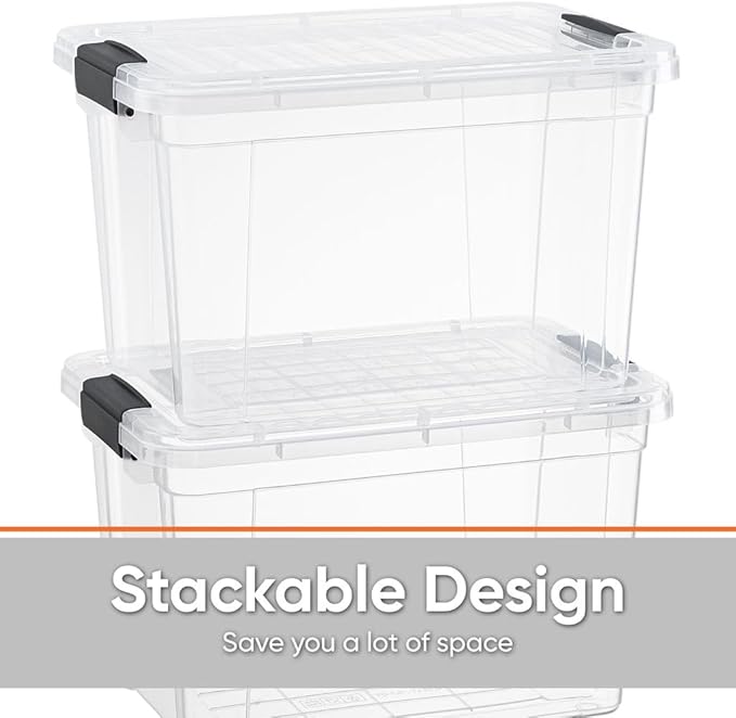 Superio Clear Storage Boxes with Lids 8.75 Quart Plastic Container Bins for Organizing Stackable Crates BPA Free Non Toxic Odor Free Organizers for Home Office and Dorm 6 Pack