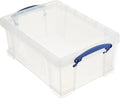 Really Useful Box 9 Liter Plastic Stackable Storage Container with Snap Lid &amp Built-in Clip Lock Handles for Home or Office Organization Clear