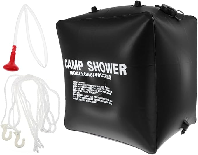 VANZACK 40L Solar Shower Bag for Camping Portable Solar Heating Water Bag Outdoor Shower Pouch Convenient Handle for Hiking and Beach Activities