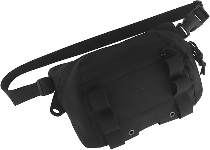 Zhongren Tactical Drop Waist Pouch Adjustable Waist Belt Bag Molle Tool Pouch with Hook and Loop for Tactical Vest Chest Rig (Black)