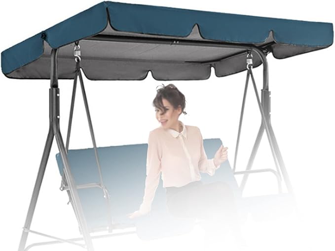 Outdoor Swing Chair Canopy Replacement Waterproof 210D Canopy for 2/3 Seater Swing Seat Sun Shade Top Cover for Garden Swing Chair Durable and UV Resistant