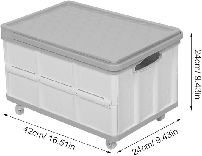 Garneck Collapsible Folding Utility Cart with Wheels Portable Rolling Storage Crate Handcart with Lid Retractable Tool Box for Grocery Shopping School Office Car Use