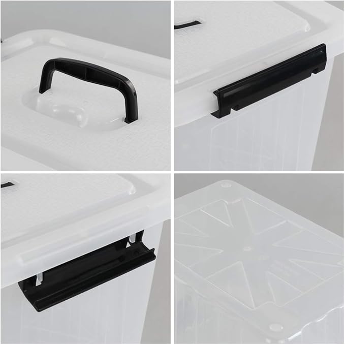 Obstnny 12 Quart&amp6 Quart Plastic Latching Box With Handles Clear Storage Bins with Lid