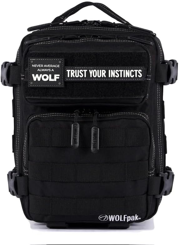 WOLFpak 9L Mini Tactical Backpack for Men &amp Women | Compact Small Everyday Carry Bag for Gym School Travel | Durable Water-Resistant Daypack with Molle System and Patch Panel (Black Phantom)