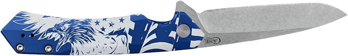 Case XX Pocket Knife EAGLE &amp FLAG BLUE ANODIZED ALUMINUM KINZUA Item #10780 - KINZUA S35VN - Length Closed: 4 3/4Inches