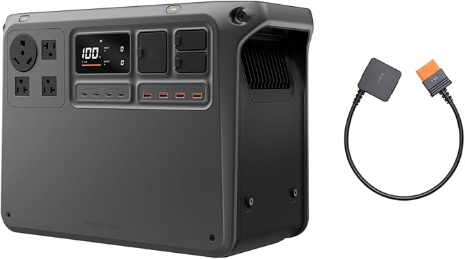 DJI Power 2000 Portable Power Station SDC to Mavic 3 Cable 2048Wh LFP Battery Compact Size 3000W Stable Output Drone Ready in 30 Mins Camping Filmmaking Flight Session