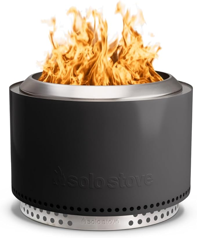 Solo Stove Yukon 2.0 + Stand 27 Inch Smokeless Fire Pit – Portable Stainless Steel Outdoor Fireplace - 360° Airflow Technology and Removable Ash Pan – Ideal for 6 or More People 43.9lbs Ash