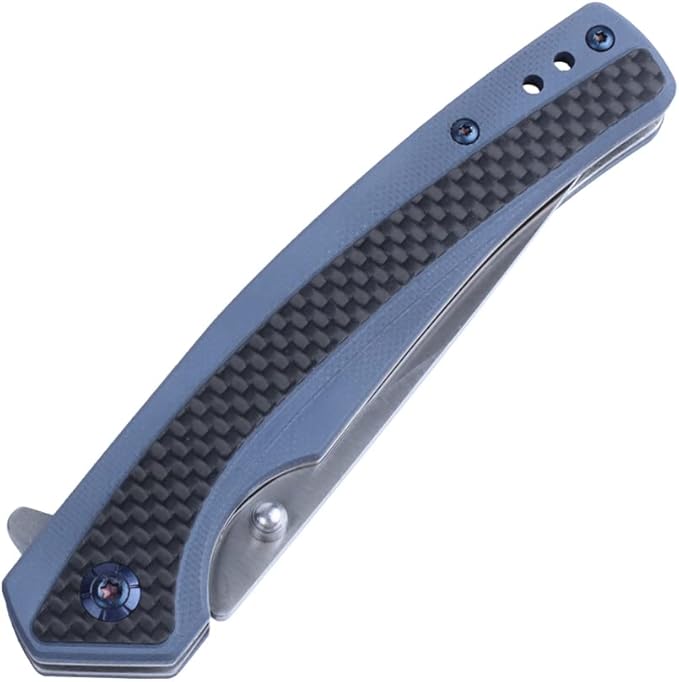 MASALONG Kni242 Folding Knife G10 Carbon Fiber Handle Outdoor Knife Fit Camping Wilderness Survival 59HRC hardness rust resistant blade