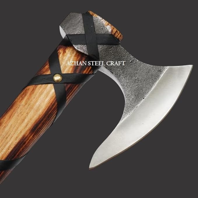 Hand-Forged High Carbon Steel Norse Viking Axe - Handcrafted Ash Wood Handle Perfect Viking Gift for Men.
