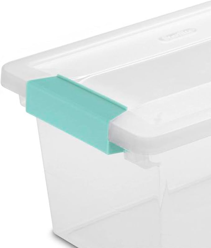 Sterilite Medium Clip Latch Lid Storage Container Tote 12 Pack and Small Clip Latch Lid Storage Container Tote 12 Pack for Home Organization