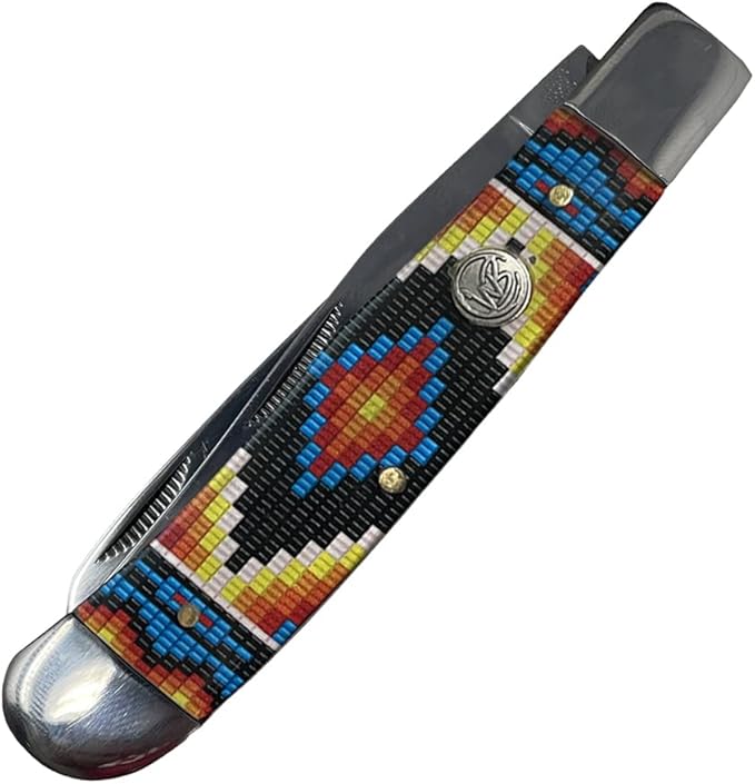 WHISKEY BENT HAT CO. Traditional Trapper Folding Pocket Knife 4.125 Closed Length 440C Stainless Steel Blades (Woodstock)