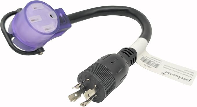 Parkworld 60417A EV Adapter Cord 4-Prong Generator 20A Locking L14-20P Male to RV 50 AMP 14-50R Female with Handle and Lighted (Both for EV and RV)