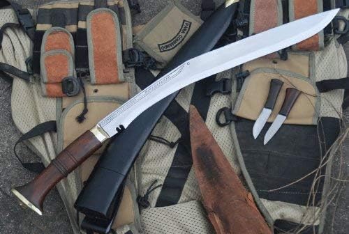 20 Hunting Sirupate Kukri Knife - Khukuri Comes Leather Sheath and 2 Small Knives - Daily Woking Bushcrafting High Carbon Steel Blade Camping Tool