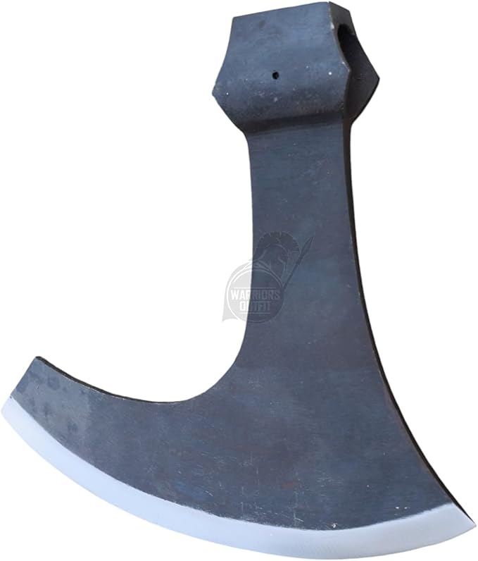 Large Size Hand Forged Medieval Center Hole Axe Head for Wood Chopping Camping | High Carbon Steel 27cm Length 28cm Cutting Edge 3 Lbs Weight | Outdoor Survival Tool
