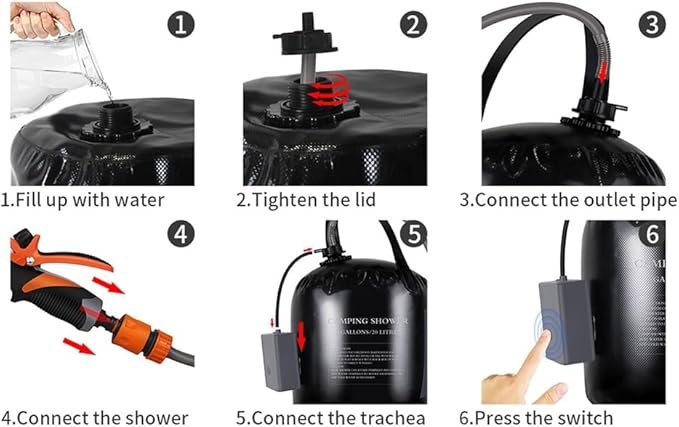Portable Camping Shower 20L Solar Heating Bag Rechargeable Electric Pump for Hiking Beach Flower for Watering