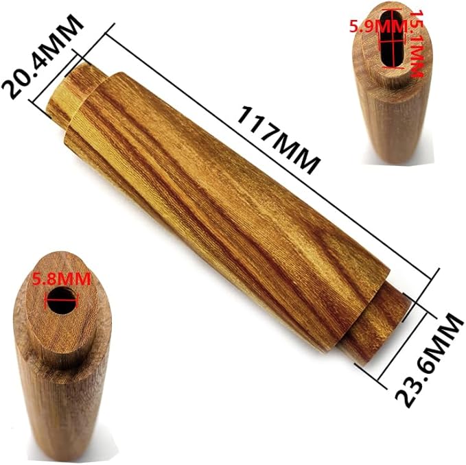 1PC Wooden Knife Handle with Steel Knife Finger Guard Protector Fits for Kitchen Knives Blank Knife Grip Replacement