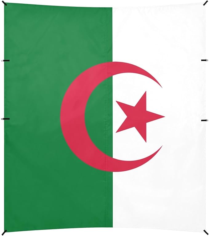 Peoples Democratic Republic Algeria Flag Beach Canopy UPF50+ Easy Setup Portable Sun Shelter with Carrying Bag for Family Trips Picnics &amp Camping