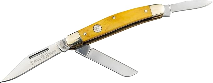 Boker Large Stockman 4 Inch Pocket Knife Smooth Yellow Bone Traditional Series 2.0 Made in Germany