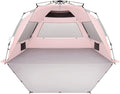 Oileus XX-Large Pop Up Beach Tent Sun Shelter for 5-6 Person Portable Sun Shade Instant Tent for Beach with Carrying Bag Stakes 6 Sand Pockets Anti UV for Fishing Hiking Camping Pink