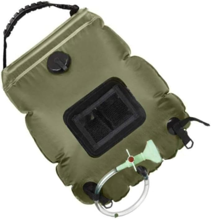 20L Solar Heating Water Storage Bag Compatible with Camping Bathing with Removable Hose and Scrubbing Pad Compatible with Outdoor Systems(Blue)