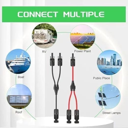 2pcs 10FT 10AWG Solar Extension Cable with Female and Male Connectorwith Extra 2pcs mc4 y connectors Adaptor Kit for Home Ship and RV Solar PanelsWaterproof Solar ExtensionCable Kit .