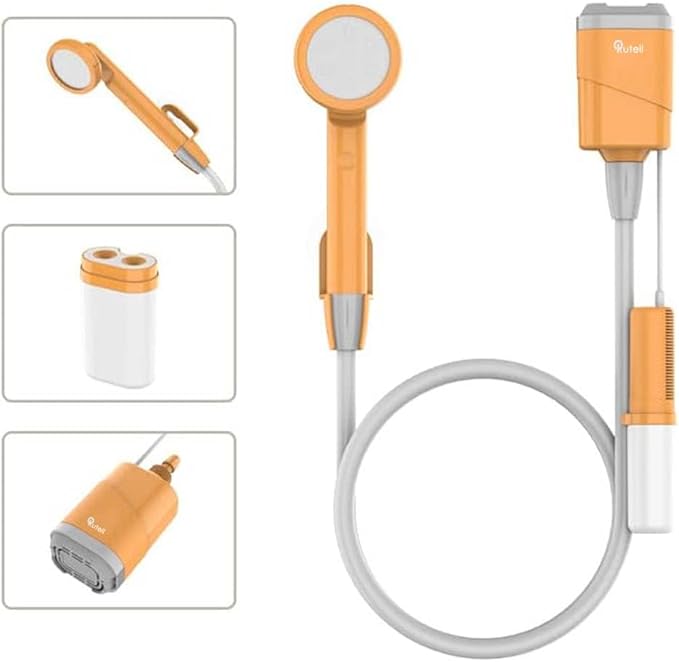 Portable Shower Camping Shower 2200mAh Rechargeable Outdoor Shower with Pump and LED Light Portable Shower for Camping Kit for Hiking Travel Car Pet