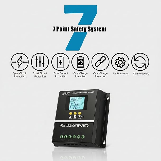 100A Solar Regulator Intelligent Voltage Automatic 12V 24V 48V Input Voltage Solar Charging Controller Solar System
