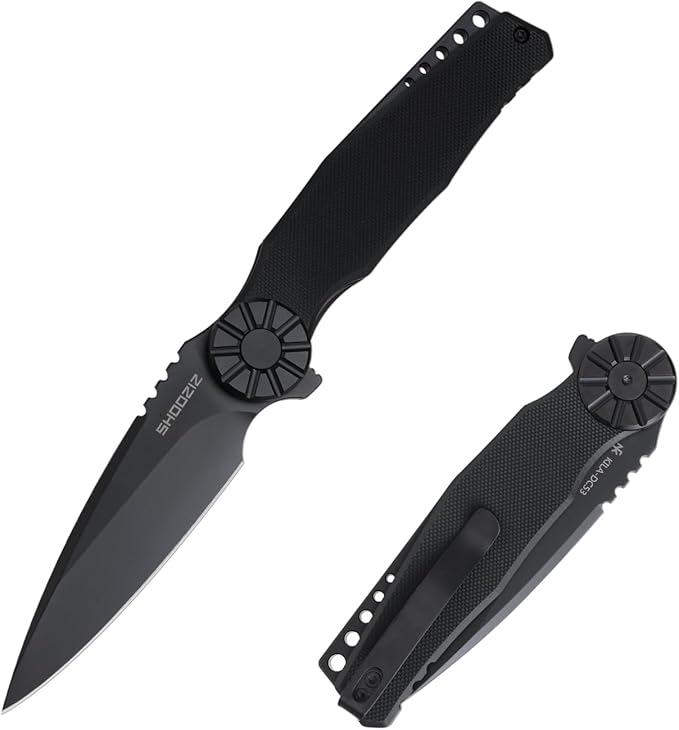 Folding Knives - EDC Pocket Knife For Man Aluminum Bolster + G10 with Clip for Camping 3.15 DC53 Steel Blade KILA-BGB(PVD).