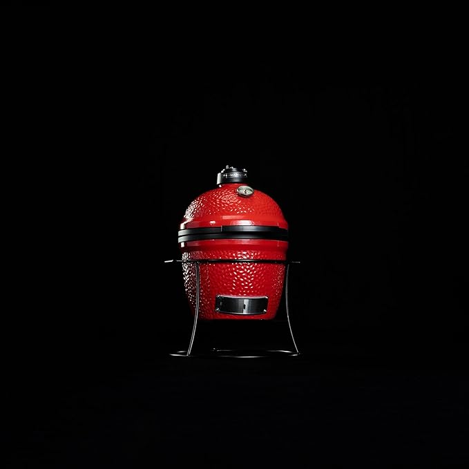 Kamado Joe Joe Jr 13.5-inch Portable Ceramic Charcoal Grill with Grill Stand Stainless Steel Cooking Grate Heat Deflectors and Ash Tool in Red Model KJ13RH