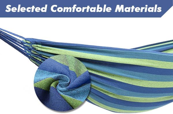 ONCLOUD 550 LB Capacity Double Hammock with Stand – Portable Bag Included (Blue Green Stripe)