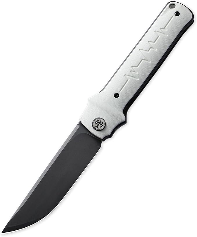 Petrified fish PFB04 Tena Folding Knife 3.82 D2 Steel Black Stonewashed Blade G10 Handle Pocket Folding knife for EDC Camping Outdoor (White Black Stonewashed)