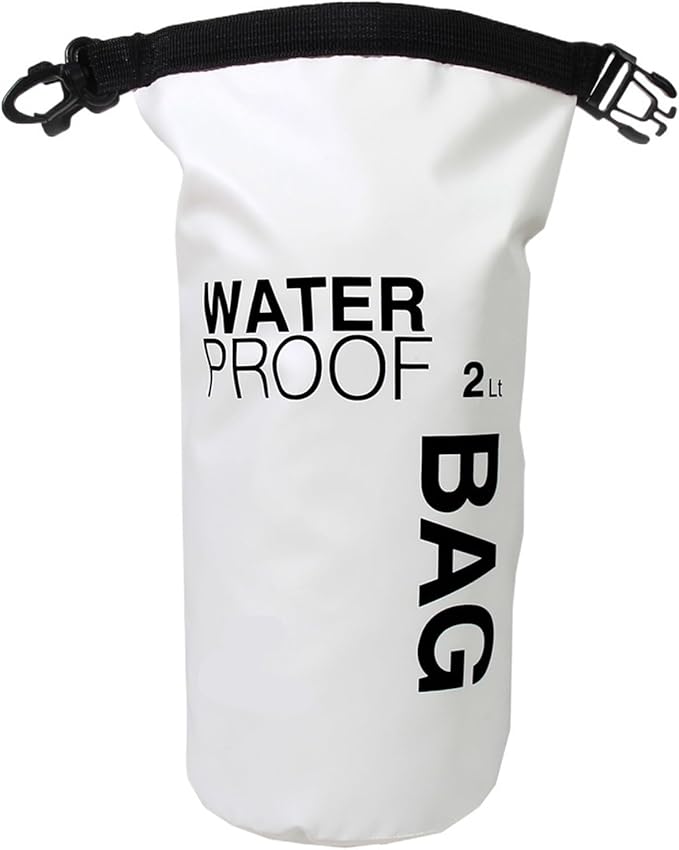 Waterproof Dry Bag Waterproof Swimming Bag Drifting Diving Shoulder Waist Pack Bag Underwater Mobile Phone Bags for Beach Boating Water Sports for SwimmingBoating(White-2L)