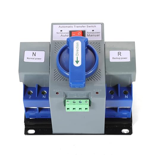 63A 2P Dual Power Automatic Transfer Switch Mini Dual Power Generator Changeover Switch Circuit Breaker Self Cast Conversion CB Level 50HZ/60HZ (2P 63A)