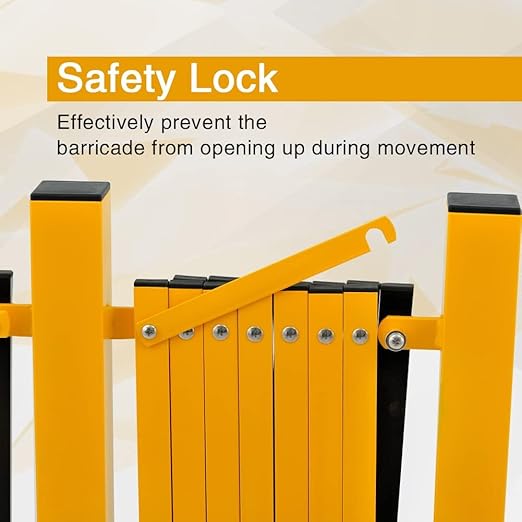 GYMTIME Metal Expandable Barricade Safety Barrier with Casters Retractable Traffic Fence Mobile Temporary Folding Security Gate for Outdoor Shopping Mall 23 Feet Yellow and Black