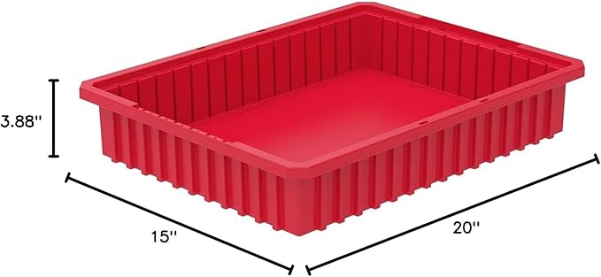 Akro-Mils 33224 Akro-Grid Plastic Slotted Dividable Modu Box Stackable Grid Storage Tote Container (22-3/8-Inch L x 17-3/8-Inch W x 4-Inch H) (6 Pack) Red