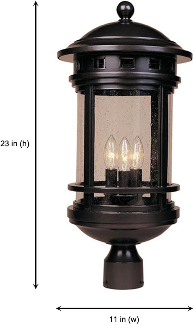 Designers Fountain 3-Light Sedona Outdoor Post Lantern 23 Inch Exterior Lighting Fixture Oil Rubbed Bronze 2396-ORB