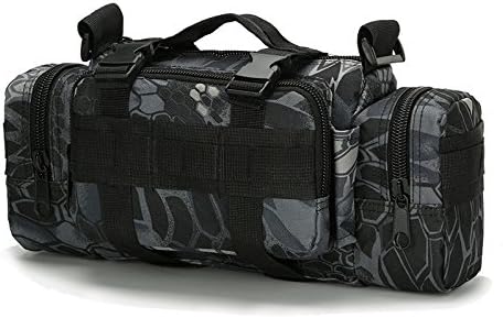 Multifunctional Outdoor Tactical Fanny Pack Waterproof 3P Duffel Waist Bag with Shoulder Strape MOLLE System Camera Bag Chest Pouch (Black Python)