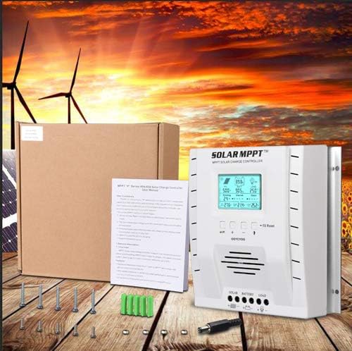 MPPT Charge Controller 60 amp 12V/24V Auto 60A Solar Panel Charge Regulator with Blacklight LCD Display Max 100V for Lead-Acid Sealed Gel AGM Flooded Lithium Battery