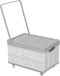 Garneck Collapsible Folding Utility Cart with Wheels Portable Rolling Storage Crate Handcart with Lid Retractable Tool Box for Grocery Shopping School Office Car Use