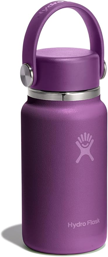 Hydro Flask Micro Bottle - Leak Proof Purse or Pocket Flask - Insulated Mini Water Bottle 6.7 Oz Beachplum Purple