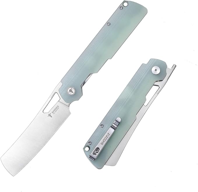 EDC Outdoor Folding Knife 4.01 Camping Chef Pocket Knife for Man G10 Handle with Pocket Clip for Outdoor Cooking Fishing &amp Hiking.59-60 HRC D2 Steel Satin Blade. XUN119A-JGS