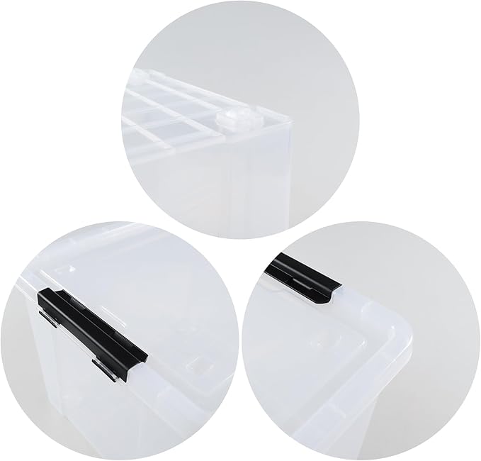 4-Pack 50 L Clear Plastic Storage Bin Large Clear Latch Box with Wheels