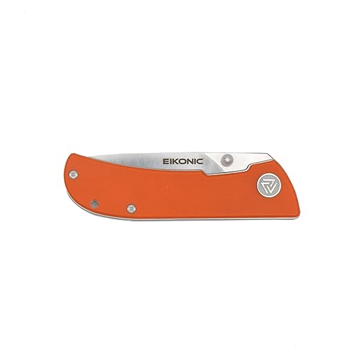 EIKONIC Knives HEAdesigns Fairwind Folding Knife 2.72 D2 Polished Drop Point Blade Orange G10 Handles Liner Lock - 220SOR