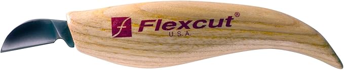 FLEXCUT Wood Carving Knives | Chip Carving Knife | 1095 High Carbon Steel Blade | Ergonomic Ash Handle | 1-inch Blade Bevel Length |KN15 | Made in the U.S.A.