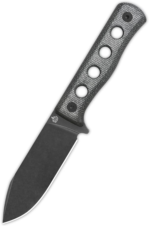 QSP Canary Fixed Blade Knife 4.25 DC53 Black Stonewash Blade Hunting Knives with Kydex Sheath Black Micarta Handle EDC Knife for Camping Outdoor Hiking Survival