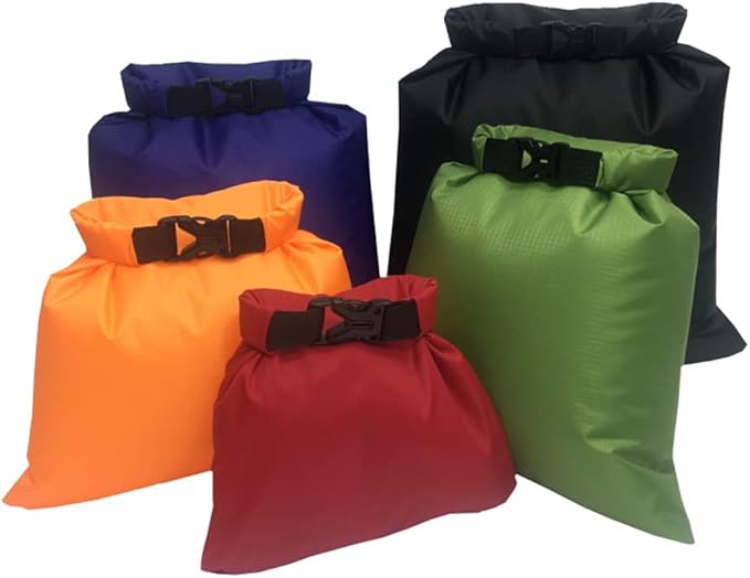 Waterproof Dry Bag Backpack 1.5L/2.5L/3.5L/4.5L/6L 5-Pack Dry Sack Stuff Sack Backpacking Gear Dry Bag Fanny Pack for Kayaking Boating Rafting Swimming Camping Hiking Fishing